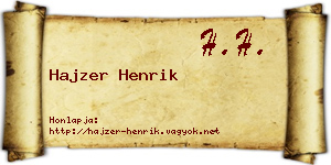 Hajzer Henrik névjegykártya